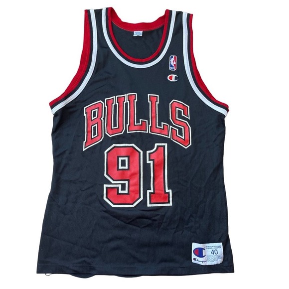 Vintage Chicago Bulls Jersey Dennis Rodman 91 NBA Basketball Champion Size 40